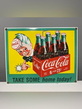Vintage Coca Cola Ande Rooney Enameled Sign